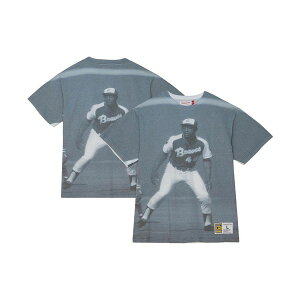 �~�b�`�F��&�l�X �����Y �V���c �g�b�v�X Men's Hank Aaron Atlanta Braves Cooperstown Collection Highlight Sublimated Player Graphic T-shirt White