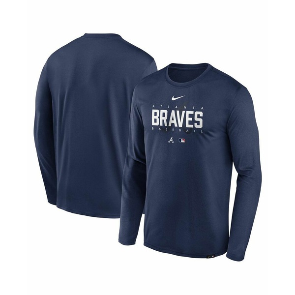 ナイキ メンズ Tシャツ トップス Men's Navy Atlanta Braves Authentic Collection Team Logo Legend Performance Long Sleeve T-shirt Navy