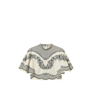 �c�C���Z�b�g ���f�B�[�X �V���c �g�b�v�X Jacquard satin blouse with floral and polka dot pattern Neutrals