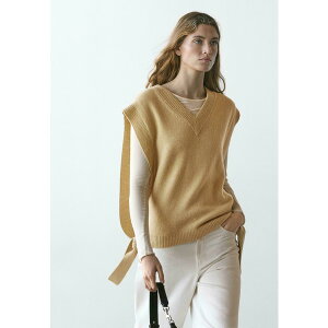 �}�b�V�� �h�D�b�e�B ���f�B�[�X �j�b�g&�Z�[�^�[ �A�E�^�[ V-NECK BIB WITH BOW DETAILS - Jumper - mustard yellow