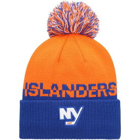 アディダス メンズ 帽子 アクセサリー New York Islanders adidas COLD.RDY Cuffed Knit Hat with Pom Orange/Royal