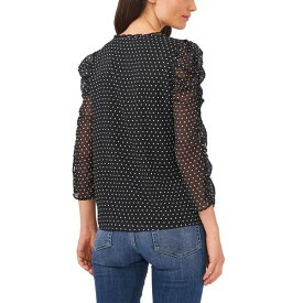 セセ レディース シャツ トップス Women's Long Sleeve Ruffled Duet Mini Dot Blouse Rich Black