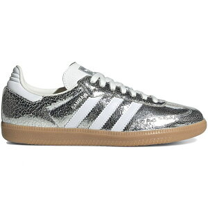 adidas �A�f�B�_�X ���f�B�[�X �X�j�[�J�[ �yadidas Samba OG Silver Metallic Cracked Leather (Women's)�z �T�C�Y US_9(26.0cm) Silver Metallic/Footwear White/Core White