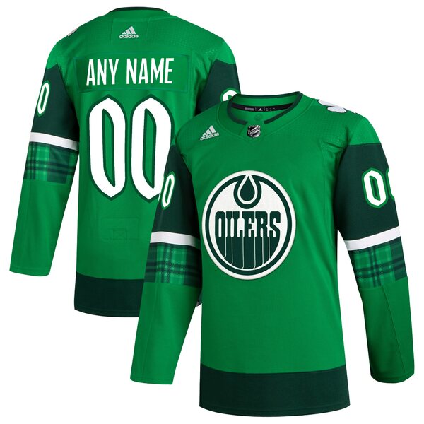 アディダス メンズ ユニフォーム トップス Edmonton Oilers Adidas St. Patrick's Day Authentic  Custom Jersey Kelly Green カーディガン