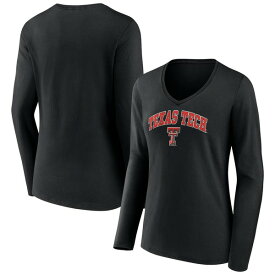 ファナティクス レディース Tシャツ トップス Texas Tech Red Raiders Fanatics Branded Women's Evergreen Campus Long Sleeve VNeck TShirt Black