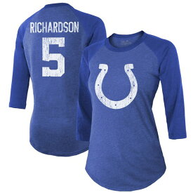 マジェスティックスレッズ レディース Tシャツ トップス Anthony Richardson Indianapolis Colts Majestic Threads Women's Player Name & Number TriBlend 3/4Sleeve Fitted TShirt Royal