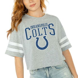 ゲームデイ レディース Tシャツ トップス Indianapolis Colts Gameday Couture Women's Gridiron Glam Cropped TShirt Gray