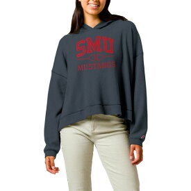 リーグカレッジエイトウェア レディース Tシャツ トップス SMU Mustangs League Collegiate Wear Women's Waffle Oversized Long Sleeve Hoodie TShirt Navy