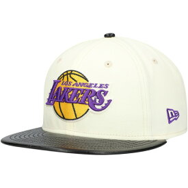 ニューエラ メンズ 帽子 アクセサリー Los Angeles Lakers New Era Faux Leather Visor TwoTone 59FIFTY Fitted Hat White/Black