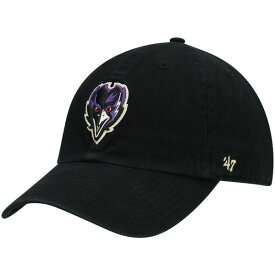 フォーティーセブン メンズ 帽子 アクセサリー Baltimore Ravens '47 Clean Up Alternate Logo Adjustable Hat Black