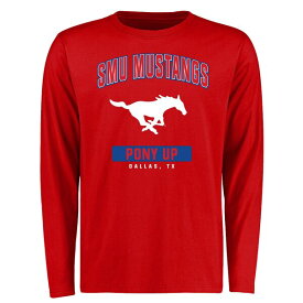 ファナティクス メンズ Tシャツ トップス SMU Mustangs Campus Icon Long Sleeve TShirt Red