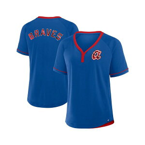 �t�@�i�e�B�N�X ���f�B�[�X �J�b�g�\�[ �g�b�v�X Women's Royal Atlanta Braves Cooperstown Collection League Diva Raglan V-Neck T-Shirt Royal