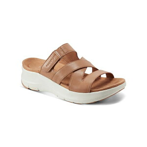 bN|[g fB[X T_ V[Y Women's Qwyn Slip-On Strappy Casual Wedge Sandals Cognac Leather