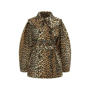 �K�j�[ ���f�B�[�X �R�[�g �A�E�^�[ Ruffle leopard trench coat Brown
