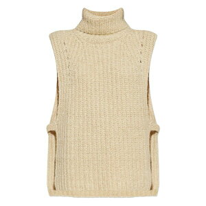 �C�U�x�� �}���� ���f�B�[�X �J�b�g�\�[ �g�b�v�X Turtleneck ribbed vest Neutrals
