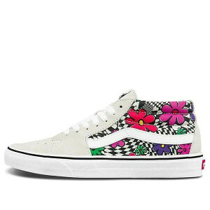 Vans �o���Y �����Y �X�j�[�J�[ �yVans SK8-Mid Flower Plaid White/Grey VN0A3WM340G�z �T�C�Y US_9.5(27.5cm)