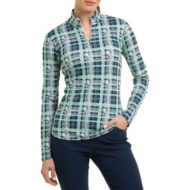 イーピーエヌワイ レディース シャツ トップス EPNY Women's Long Sleeve Quarter Zip UV Plaid Print Top Inky Multi