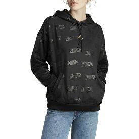 アディダス レディース パーカー・スウェットシャツ アウター adidas Women's Embossed Monogram Fleece Hoodie Black/Gold