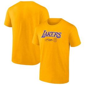 ファナティクス メンズ Tシャツ トップス LeBron James Los Angeles Lakers Fanatics Branded Name & Number TShirt Gold