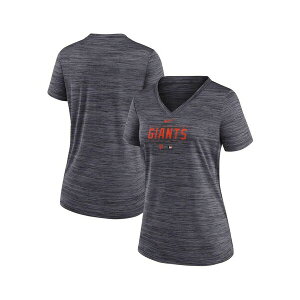 �i�C�L ���f�B�[�X T�V���c �g�b�v�X Women's Black San Francisco Giants Authentic Collection Velocity Practice Performance V-Neck T-shirt Black