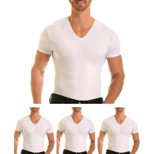 �C���X�^�X���� �����Y �V���c �g�b�v�X Men's Big & Tall Insta Slim 3 Pack Compression Short Sleeve V-Neck T-Shirts White