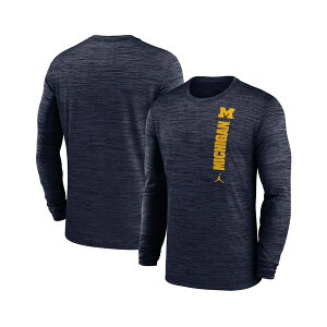 �W���[�_�� �����Y �V���c �g�b�v�X Men's Navy Michigan Wolverines 2024 Sideline Velocity Performance Long Sleeve T-Shirt Navy
