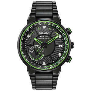 V`Y Y uXbgEoOEANbg ANZT[ Eco-Drive Men's Satellite Wave GPS Black-Tone Stainless Steel Bracelet Watch 44mm Black