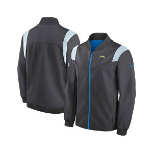 iCL Y WPbgu] AE^[ Men's Anthracite Los Angeles Chargers Sideline Coaches Bomber Full-Zip Jacket Anthracite, Blue