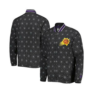 X^[^[ Y WPbgu] AE^[ Men's Black Phoenix Suns In-Field Play Fashion Satin Full-Zip Varsity Jacket Black
