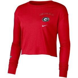 ナイキ レディース Tシャツ トップス Georgia Bulldogs Nike Women's 2Hit Cropped Long Sleeve TShirt Red