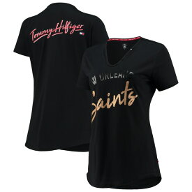 トミー ヒルフィガー レディース Tシャツ トップス New Orleans Saints Tommy Hilfiger Women's Riley VNeck TShirt Black