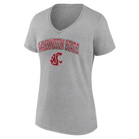 ファナティクス レディース Tシャツ トップス Washington State Cougars Fanatics Branded Women's Campus VNeck TShirt Heather Gray