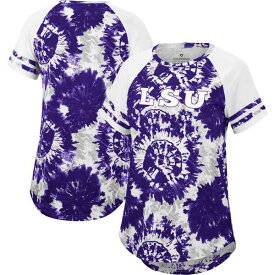コロシアム レディース Tシャツ トップス LSU Tigers Colosseum Women's Annie Oversized TieDye Raglan TShirt Purple/White