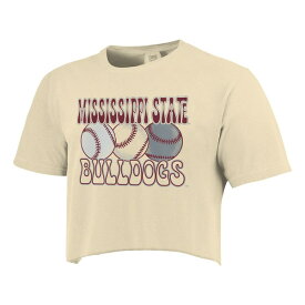 イメージワン レディース Tシャツ トップス Mississippi State Bulldogs Women's Comfort Colors Baseball Cropped TShirt Natural
