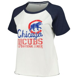 ソフト?アズ ア?グレープ レディース Tシャツ トップス Chicago Cubs Soft as a Grape Women's Plus Size Baseball Raglan TShirt White