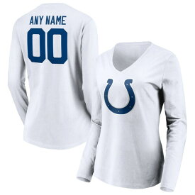 ファナティクス レディース Tシャツ トップス Indianapolis Colts Fanatics Branded Women's Team Authentic Logo Personalized Name & Number VNeck Long Sleeve TShirt White
