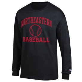 チャンピオン メンズ Tシャツ トップス Northeastern Huskies Champion Icon Baseball Long Sleeve TShirt Black