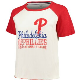 ソフト?アズ ア?グレープ レディース Tシャツ トップス Philadelphia Phillies Soft as a Grape Women's Plus Size Baseball Raglan TShirt White