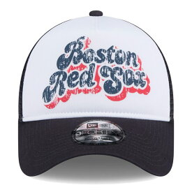 ニューエラ レディース 帽子 アクセサリー Boston Red Sox New Era Women's Throwback Team Foam Front AFrame Trucker 9FORTY Adjustable Hat White/Navy