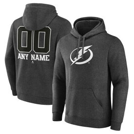 ファナティクス メンズ パーカー・スウェットシャツ アウター Tampa Bay Lightning Fanatics Branded Monochrome Personalized Name & Number Pullover Hoodie Charcoal