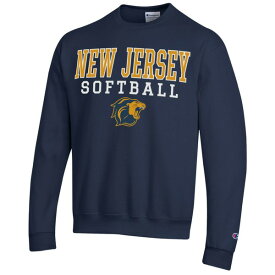 チャンピオン メンズ パーカー・スウェットシャツ アウター College of New Jersey Lions Champion Stack Logo Softball Powerblend Pullover Sweatshirt Navy