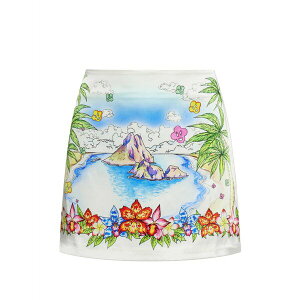 �J�T�u�����J ���f�B�[�X �X�J�[�g �{�g���X Better days graphic-print silk mini skirt White