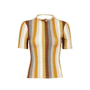 �V�����B�A �`�F���b�V ���f�B�[�X �j�b�g&�Z�[�^�[ �A�E�^�[ Varinia stripe-pattern jumper Yellow