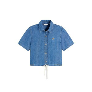 �g�~�[ �q���t�B�K�[ ���f�B�[�X �V���c �g�b�v�X Drawstring-hem short-sleeve shirt Blue