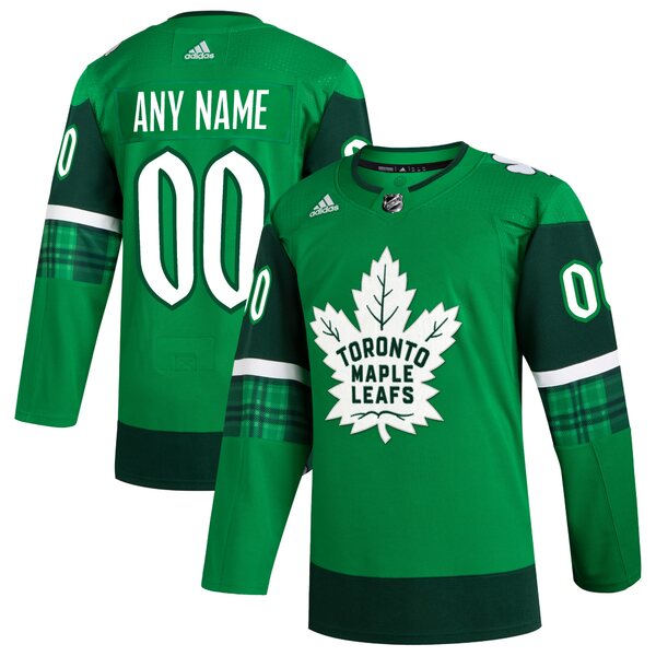 アディダス メンズ ユニフォーム トップス Toronto Maple Leafs adidas St. Patrick's Day Authentic Custom Jersey Kelly Green