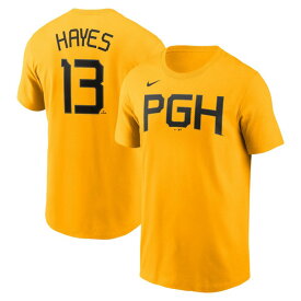 ナイキ メンズ Tシャツ トップス Ke'Bryan Hayes Pittsburgh Pirates Nike City Connect Name & Number TShirt Gold