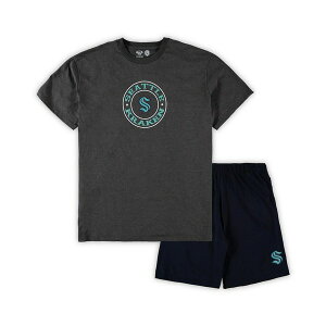�R���Z�v�g�X�|�[�c �����Y T�V���c �g�b�v�X Men's Deep Sea Blue, Heathered Charcoal Seattle Kraken Big and Tall T-shirt and Shorts Sleep Set Deep Sea Blue, Heathered Charcoal