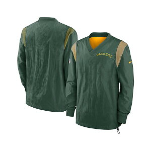 iCL Y WPbgu] AE^[ Men's Green Green Bay Packers Sideline Team ID Reversible Pullover Windshirt Green