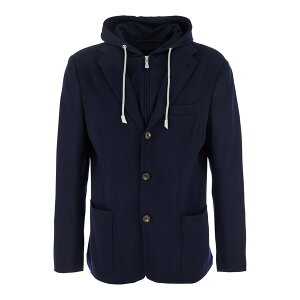 CueB Y WPbgu] AE^[ Blue Jacket With Hood And Bib In Wool Man Blu