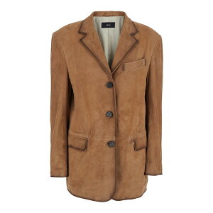 A} fB[X WPbgu] AE^[ 'modena' Beige Single-breasted Jacket With Classic Lapels In Suede Woman Beige